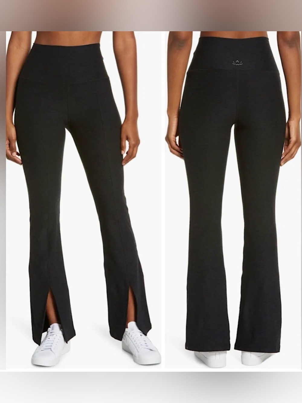 Beyond Yoga Make The Cut Pants Split Hem Space Dye Pants Darkest Night - Size L